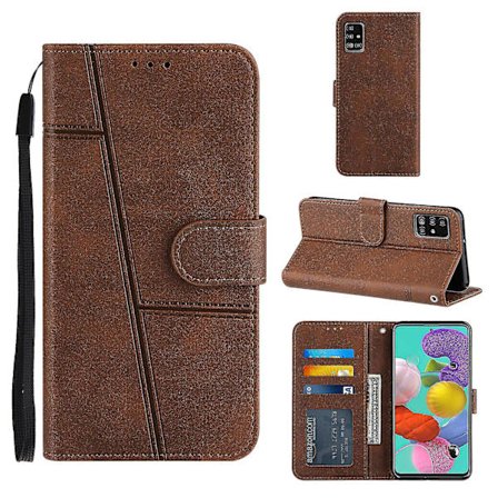 Kompatibelt Samsung Galaxy A51 4g Etui Læder Folio Cover Magnetisk Premium Etui Coque - Brun