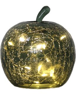 Dæmpbar bordlampe æble i krakeleret glas Grøn