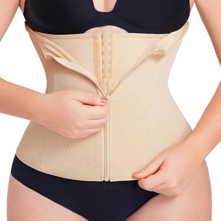 Midjetränare Korsett Dragkedja Magkontroll Shapewear Andningsbar Midja Cincher för Kvinnor Body Shaper Sport Girdle Beige S[co]