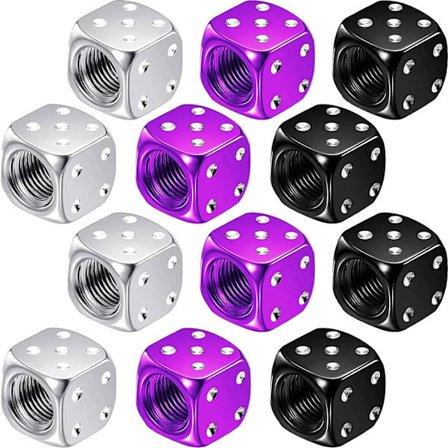 12 delar aluminium tärning stil aluminium tärning ventil spindellock Bil M