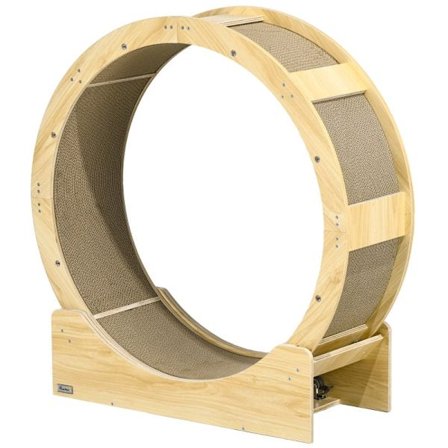 Rootz PawHut Cat Wheel - Cat træningshjul - Cat Running Wheel - Glat rotation - Låsbar bremse - Ridsepude - 91 cm x 33,5 cm x 94 cm - Eg