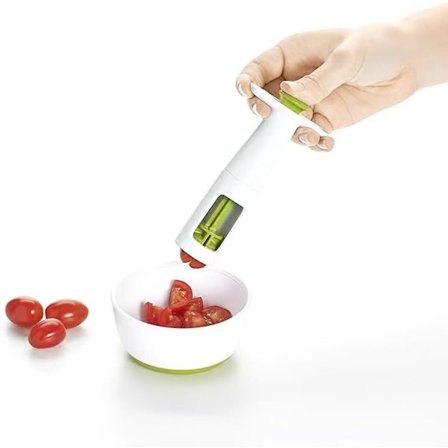 Druvdelare och skärverktyg, En liten rund fruktskärare för att skära druvor och körsbärstomater Två delar