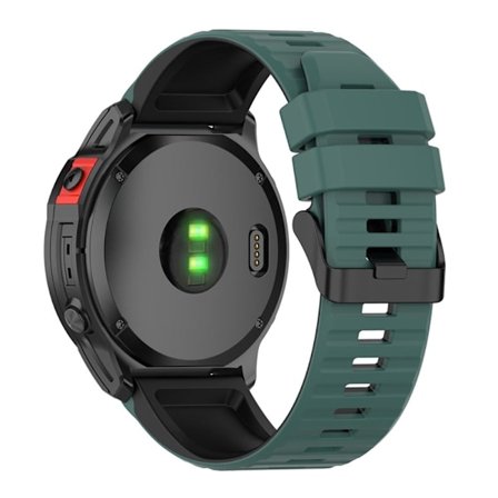 Garmin Fenix 7X klockarmband i silikon med dubbla färger - Olivgrön / Svart