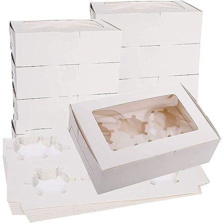 Pack Heilwiy med 10 tårtkartonger, cupcake-lådor med 6 hål med fönster och insatser för present