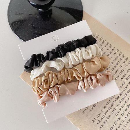 4 kpl silkkisiä hiuslenkkejä (monivärisiä ja kultaisia), hiuslenkit, W