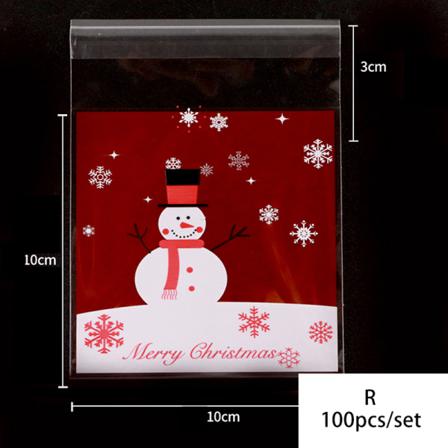 100st/pack Merry Christmas Cookie Candy Självhäftande Påsar Bak