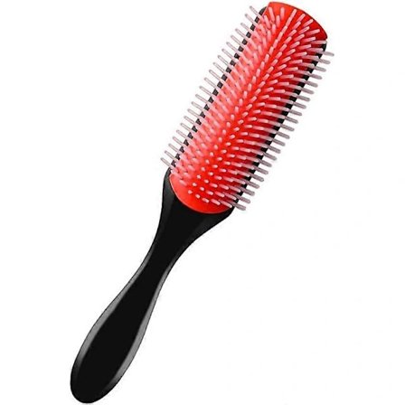 9-radig hårborste med nylonborstar och dyna för att separera, forma, definiera lockar, föna, styla och reda ut håret