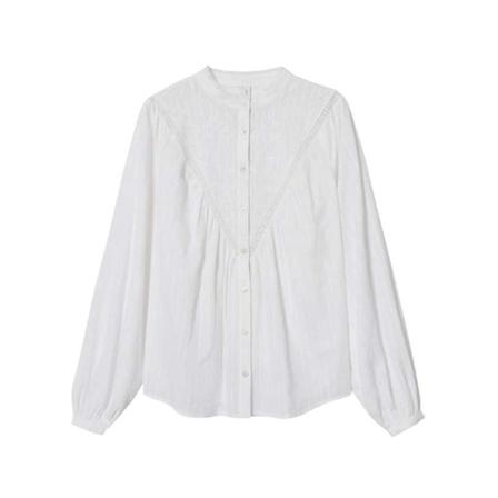 Mango Embroidered Bluse Hvid, Dame