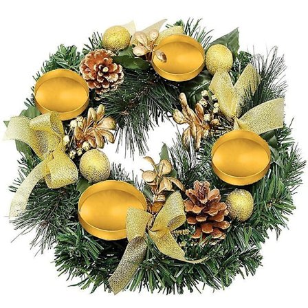 Julekrans 12 tommer med lysestager Kunstig julekrans med b