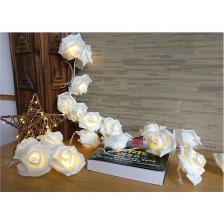 3m 20 LED batteridrevet Fairy Lights White Roses 5cm
