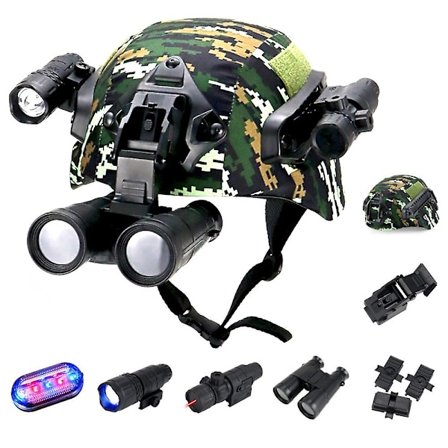 Airsoft Paintball Rask Hjelm med Lommelykt Teleskop Strobelys for Utendørs Trening Jakt