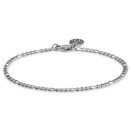Essentials | Pulsera de cadena figaro plateada de 2 mm para hombres - Pulseras de acero