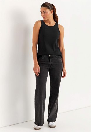 Cellbes of Sweden - Ribbet singlet i sort til damer i størrelse 34/36