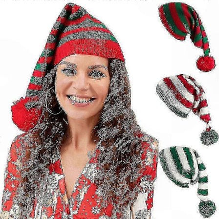 Vinterstrikket hue med pompon - Hyggelig stribet hat til mænd og kvinder