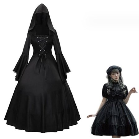 Halloween Gothic Lace Flared Sleeve Dress for Women