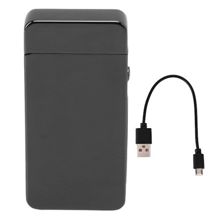 Elektrisk dobbel bue lighter oppladbar vindtett flammefri 220mAh aluminiumlegering USB lighter svart