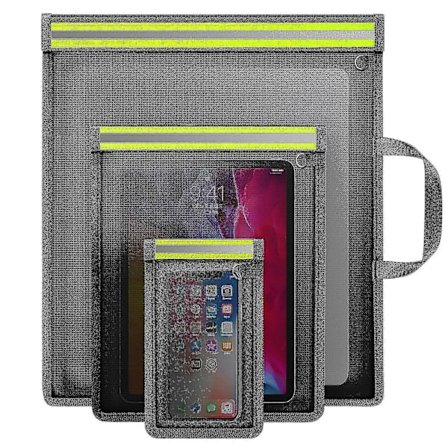 Faraday-poser for telefoner, 3-pakning Faraday-poser EMP-sikre for bærbare datamaskiner, nettbrett og bilnøkler, Faraday-nøkkelbrikkebeskytter med 