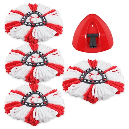 5 vaihtomoppipäätä Vileda Turbo EasyWring & Clean -mopiin - sisältää 1 punaisen moppialustan - puhdistuspää EasyWring&Clean -mopiin
