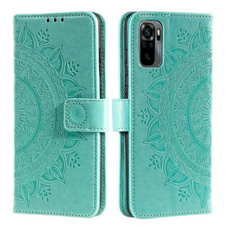 Xiaomi Redmi Note 10s - Mandala Läder Fodral - Cyan
