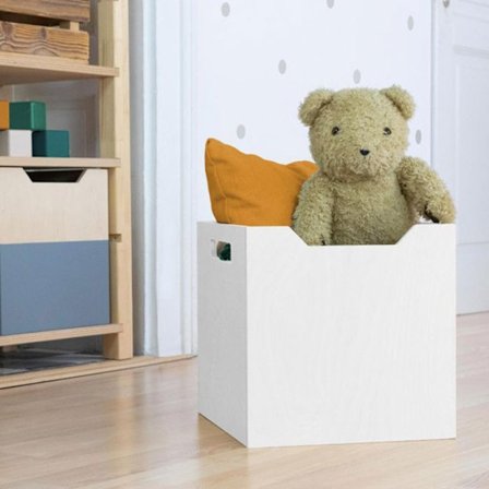 Förvaringslåda trä modell 4 - handtag - Vit - 33 x 33 x 37 cm