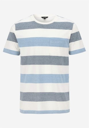 Cellbes of Sweden - T-shirt med brede striber i blå / stribet til herrer i størrelse 8XL