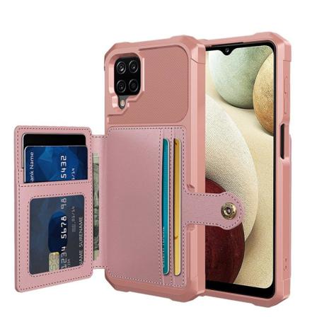 Samsung Galaxy A12 - Skal Med Korthållare Roséguld