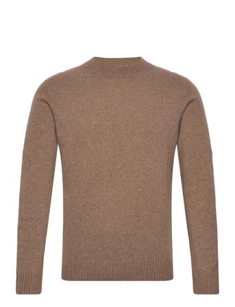 Lambswool O-Neck Knit Strikkegenser M. Rund Krage Beige Lindbergh*Betinget Tilbud