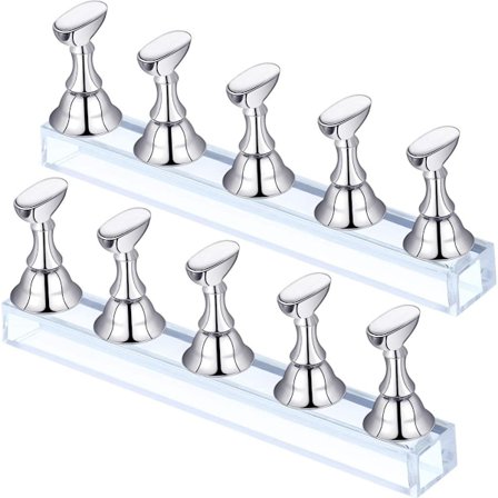 2 stk. - akryl negle display st& - negletipper øveholder - magnetisk negle øveholder