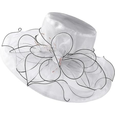 Hvit Fascinator Organza Cap Bred Brede Bremmer Brud Bryllup Cap Sommer Mesh Solhatt Kvinner Kirke