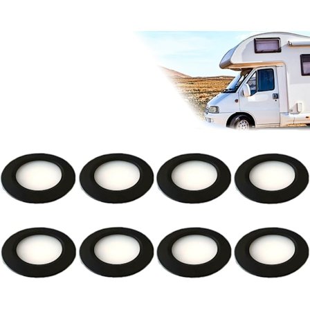 8 st 12V LED-spotlights för interiör, dimbara infällda taklampor, 3W takdownlights, för husbil, yachtkabin, svart, varmvitt