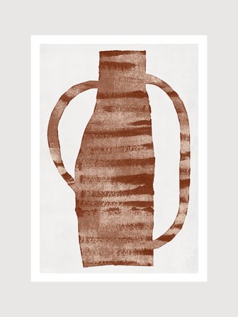 Poster med silhuett av kruka i röd terracotta på beige | Kunstary.com, 50x70 cm