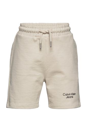 Stacked Logo Relaxed Shorts Beige Calvin Klein