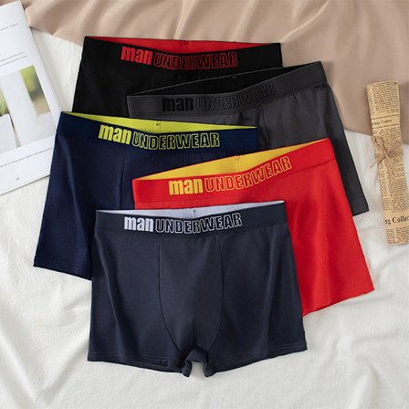 5-pakning bomullsboxershortser for menn, elastisk midjebånd, pustende og lette for daglig bruk 5 PCS L