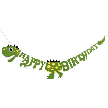 Gratulerer med dagen Banner Filt Dinosaurus Vimpel Festdekorasjon Barn Dinosaurus Tema, Gratis 2,5m tau, 2mm tykk.