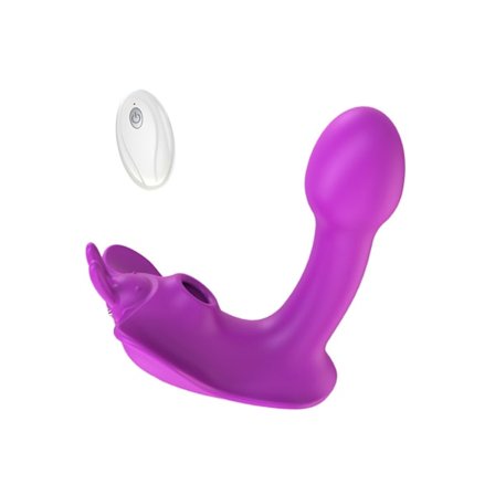 Trådløs fjernkontroll bærbar sugevibrator for kvinner (lilla)