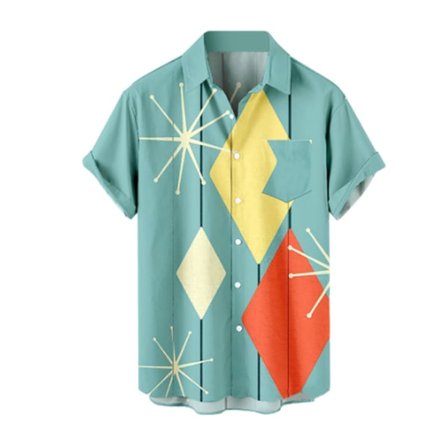 Retro Button Down Paidat Miesten 50S Rockabilly Summer Topit