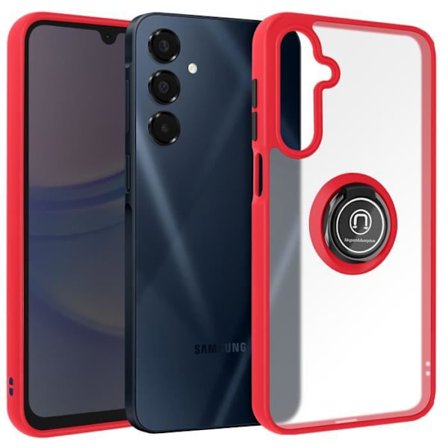 Hård skal - AVIZAR - Samsung Galaxy A16 - Rød - Metalring - Stødabsorberende