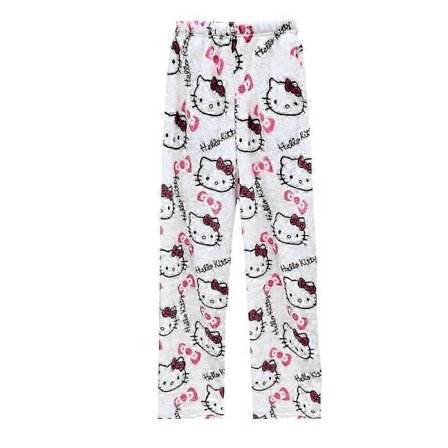 Tegneserie Pyjamas Anime Hello Kitty Bukser Flerfarget Flanell Dame Casual Hjemmemote Bukser Jente