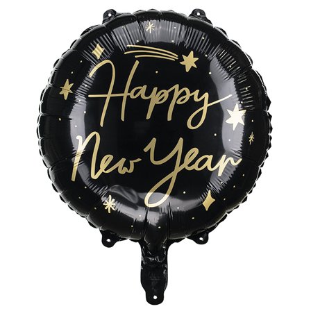 Nyårsfest Folieballong Svart 45cm - Nyår Fest Dekoration - Kalaslagret.se