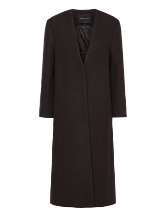 Mango Long Wool Coat - Brown - L