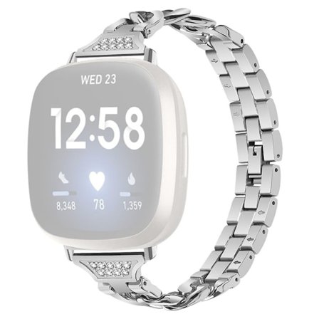 Fitbit Sense / Versa 3 elegant klockarmband med strassdekor - Silver