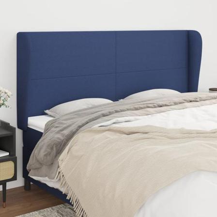 Vidaxl Huvudgavel Med Kanter Blå 203x23x118/128 Cm Tyg Blå