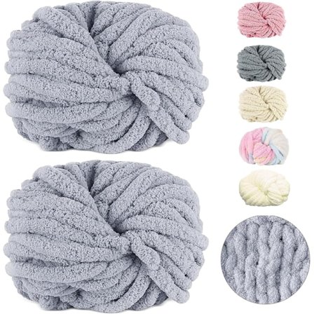 500g (250gx2) Chunky Garn Nøgle Ca. 54m Chenille Chunky Pels Garn Blødt Uld Chunky Garn Blødt Strikkegarn til Hæklet Tæppe Halstørklæder Huer