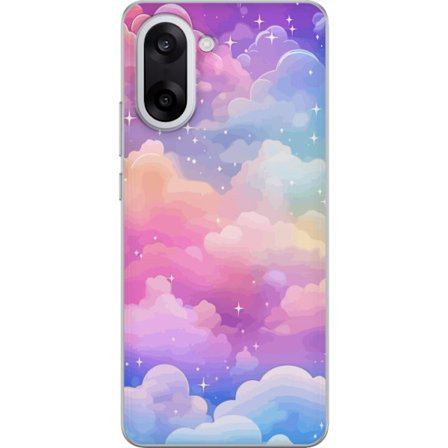 Kompatibelt Mobildeksel til OnePlus Nord CE5 Søt enhjørning med regnbuefarget hår mot en stjernebelagt pastellbakgrunn i kawaii-stil