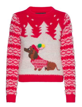 Vmsnowdog Ls O-Neck Blouse Xmas Pullover Rød Vero Moda