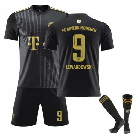 Barn / Voksen 21 22 Bayern Borte sort trøyesett zV - Perfet LEWANDOWSKI-9 s#