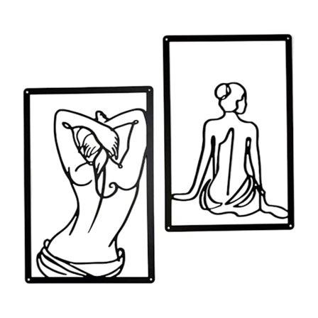 1 Sett Abstrakt Metall Kvinne Figur Veggdekor Linjetegning Veggdekorasjoner