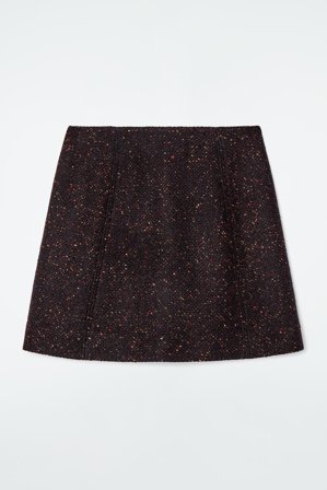 COS Women's Flecked Wool-Blend Mini Skirt in Black