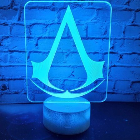 3D LED Nattlampa Spel Assassins Creed Logotyp Nattlampa Present till Barn Sovrumsdekoration Färgväxlande Barnstudie Rum 3D Lampa D