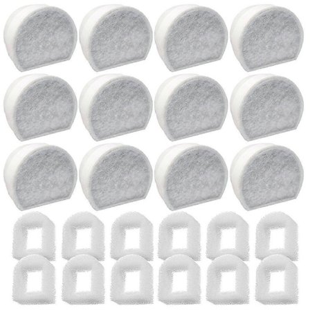 24-pak skumforfiltre og kulfilter kompatibel med PetSafe Drinkwell Fountain INOX 360 Avalon Pagoda Seascape og Sedona springvand, filter til